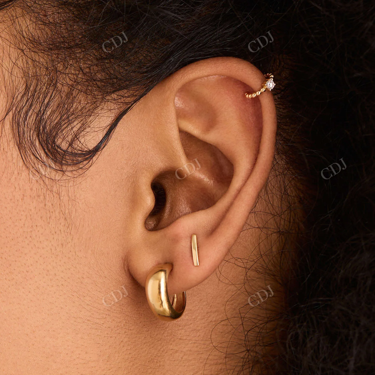 0.061CTW Lab Grown Diamond Beaded Mini Earring