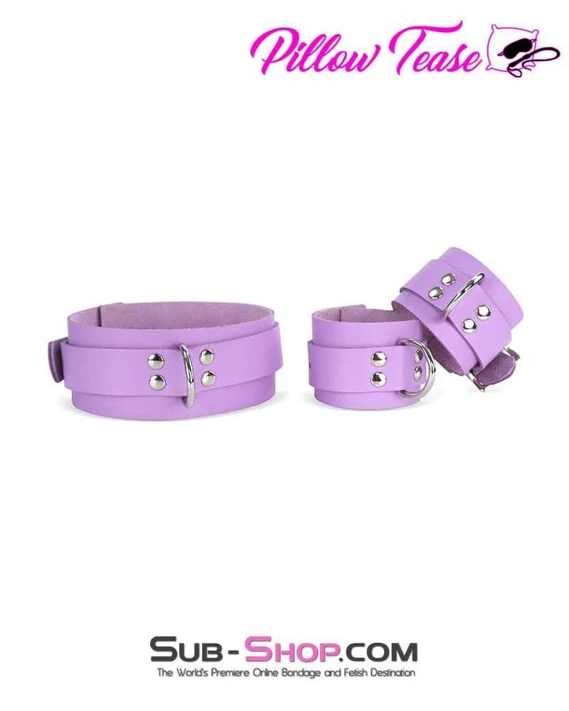 0599A-SIS      Purple Passion Pretty Sissy Leather Bondage Wrist Cuffs