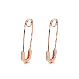14K Rose Gold Safety Pin Earrings