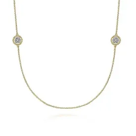 14K Yellow Gold Bujukan Double Sided Diamond Station Necklace