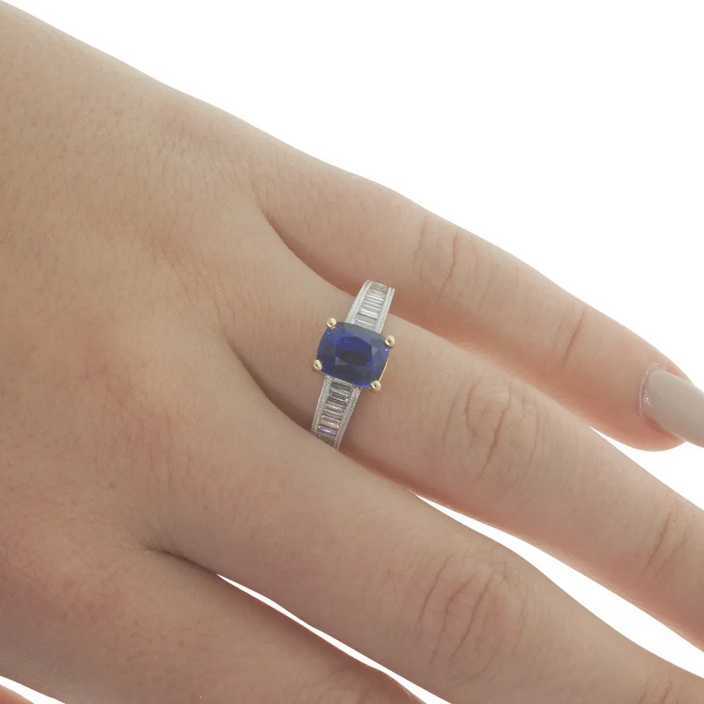 18ct White & Yellow Gold 2.10ct Sapphire & Diamond Ring