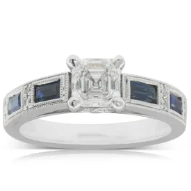 18ct White Gold 1.00ct Diamond & Sapphire Ring