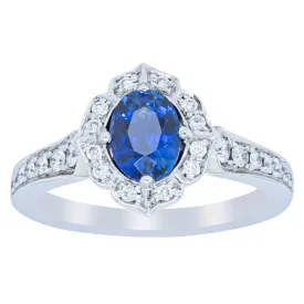 18ct White Gold .98ct Sapphire & Diamond Ring