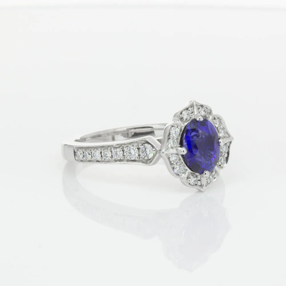 18ct White Gold .98ct Sapphire & Diamond Ring