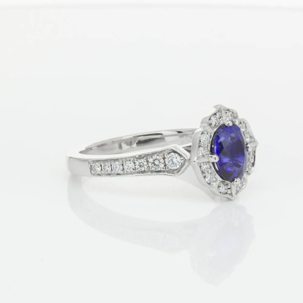 18ct White Gold .98ct Sapphire & Diamond Ring
