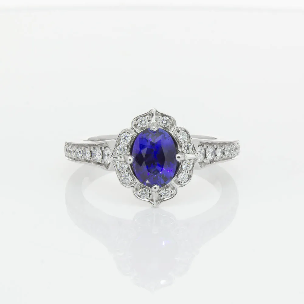 18ct White Gold .98ct Sapphire & Diamond Ring