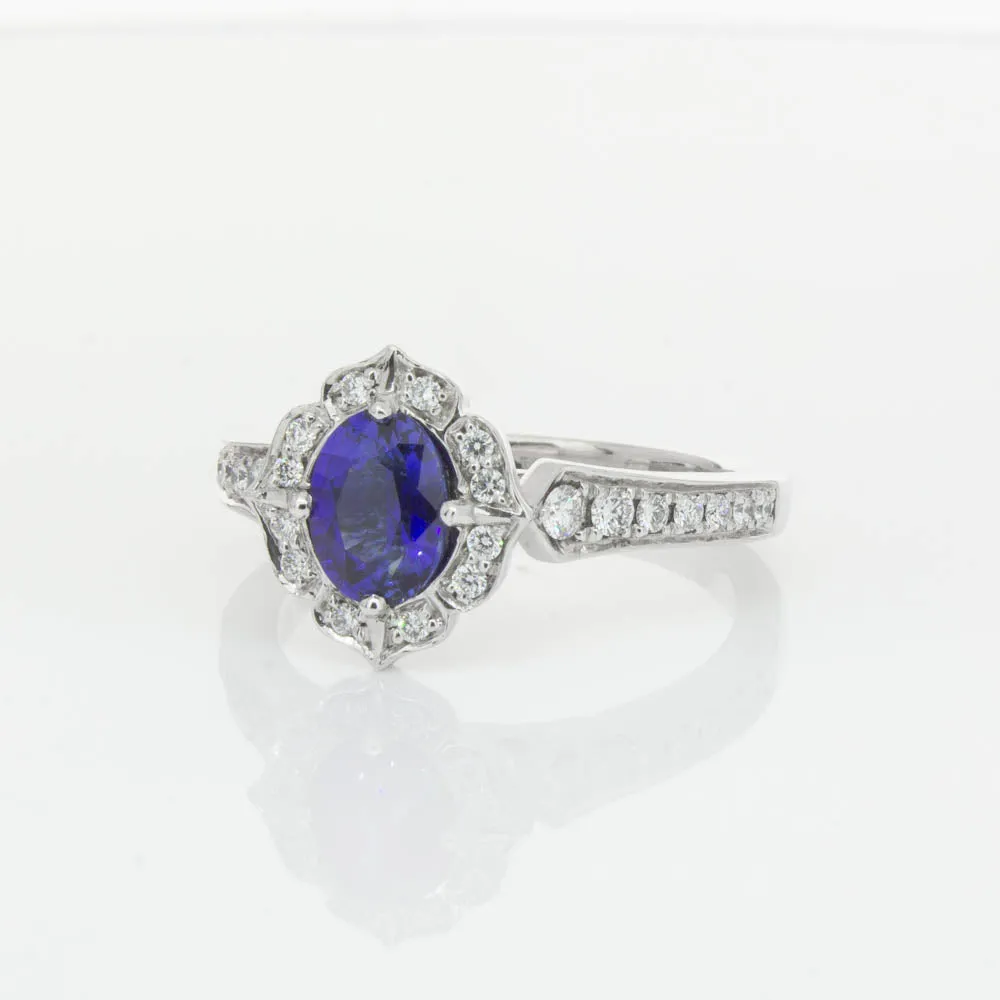 18ct White Gold .98ct Sapphire & Diamond Ring
