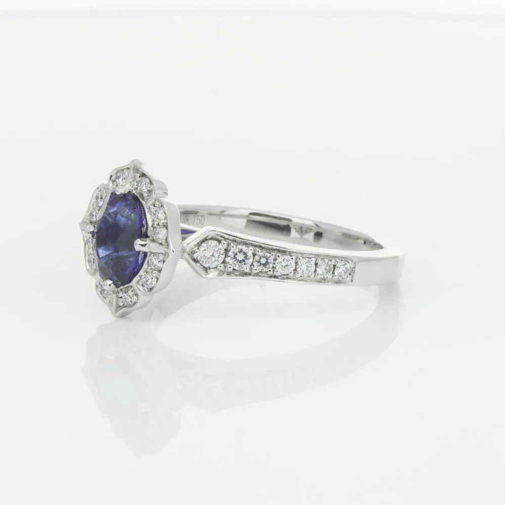 18ct White Gold .98ct Sapphire & Diamond Ring
