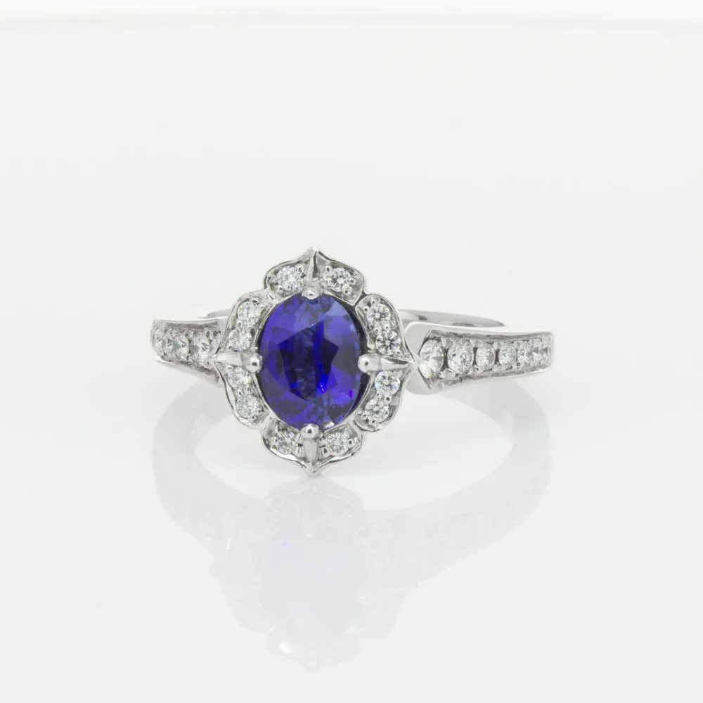 18ct White Gold .98ct Sapphire & Diamond Ring