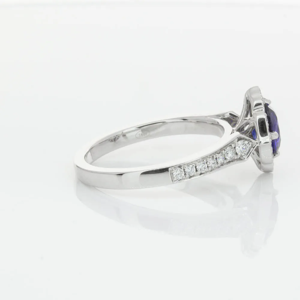 18ct White Gold .98ct Sapphire & Diamond Ring