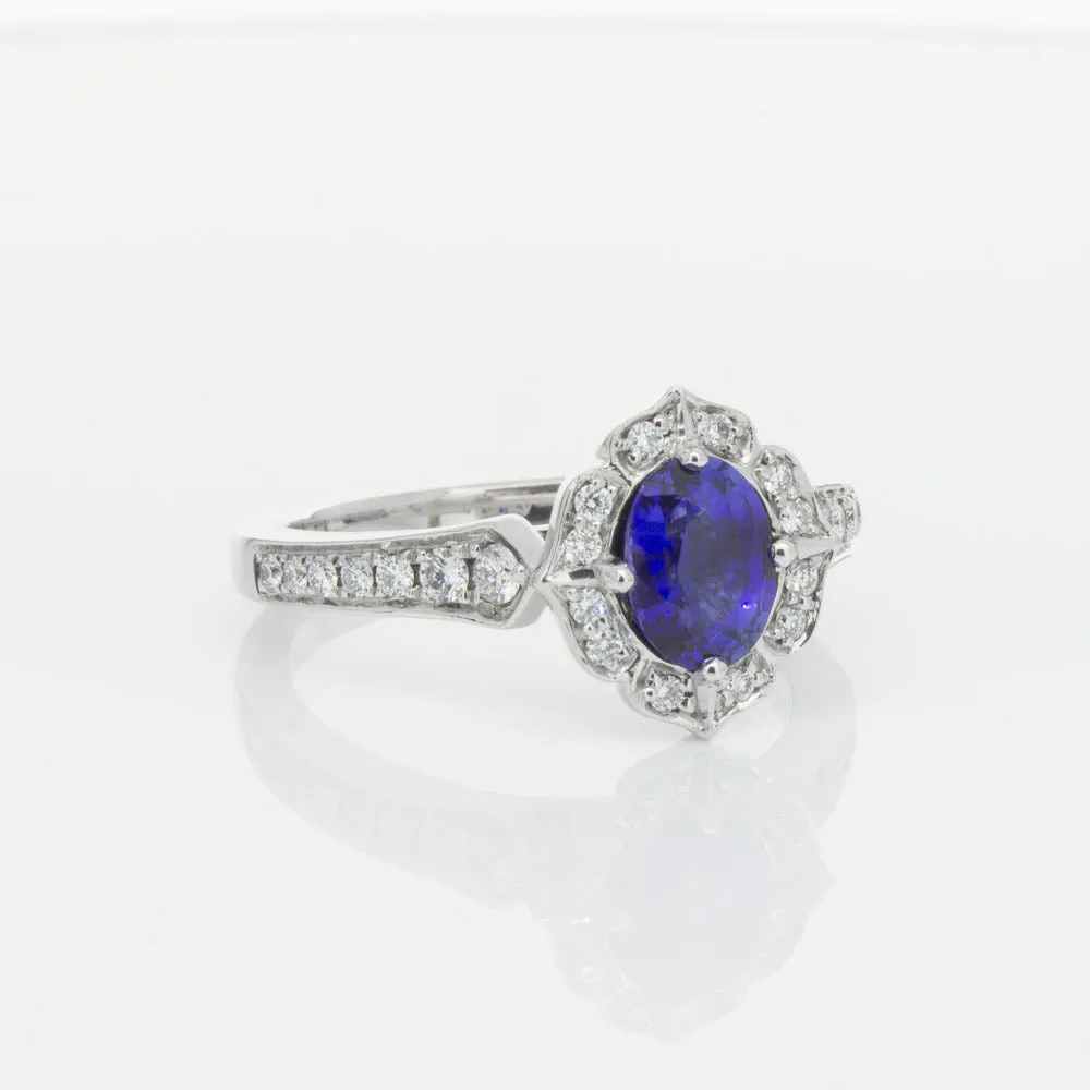 18ct White Gold .98ct Sapphire & Diamond Ring