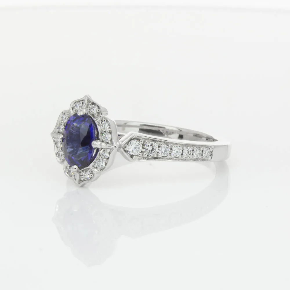 18ct White Gold .98ct Sapphire & Diamond Ring