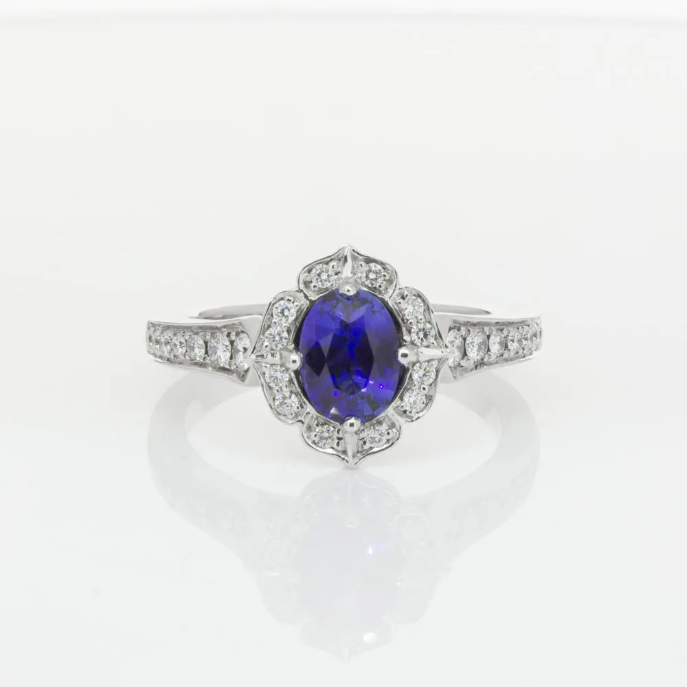 18ct White Gold .98ct Sapphire & Diamond Ring