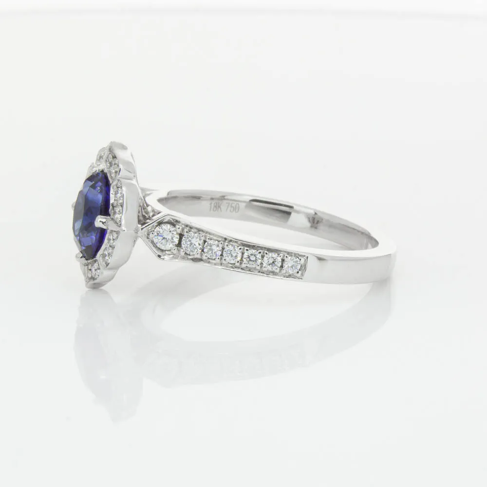 18ct White Gold .98ct Sapphire & Diamond Ring