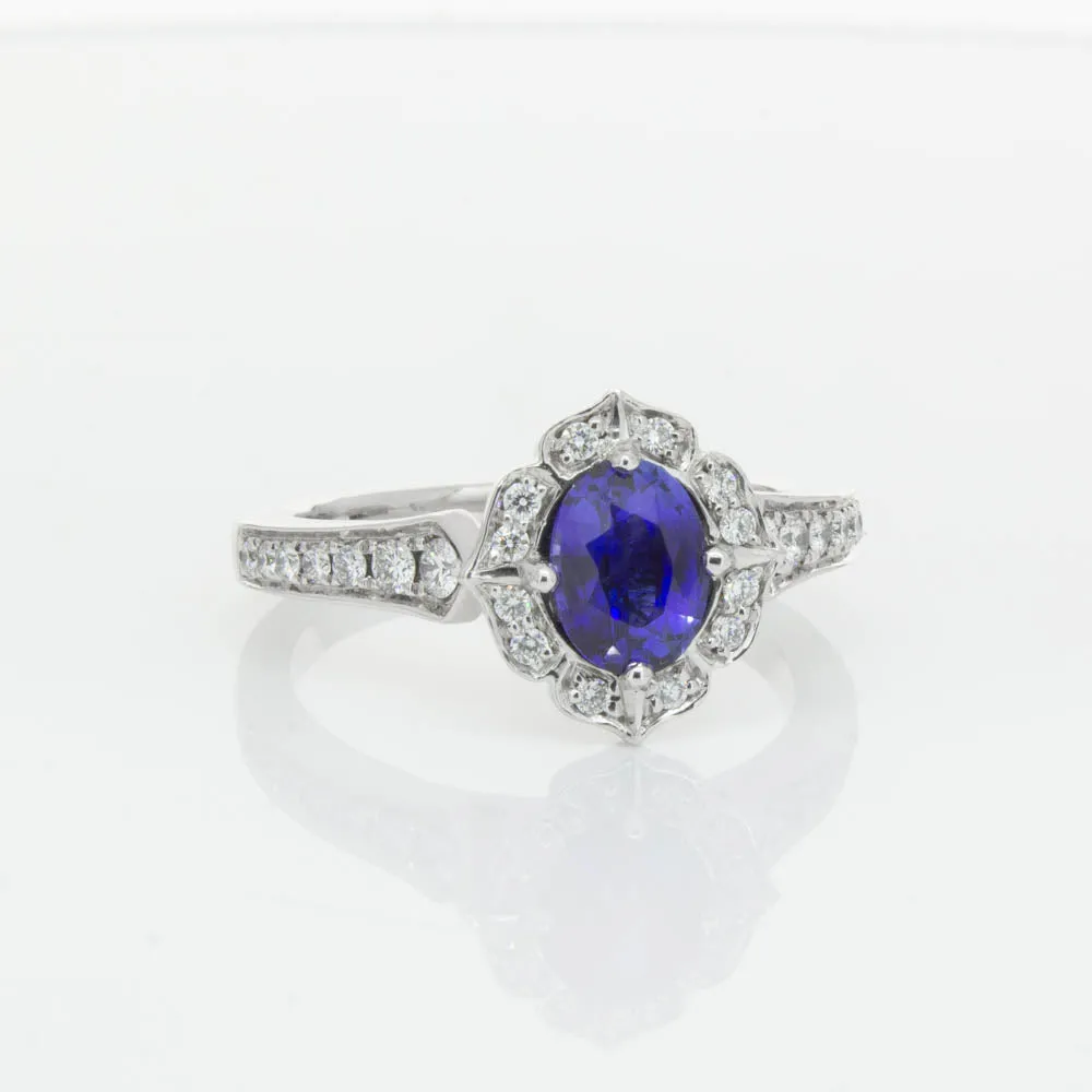 18ct White Gold .98ct Sapphire & Diamond Ring