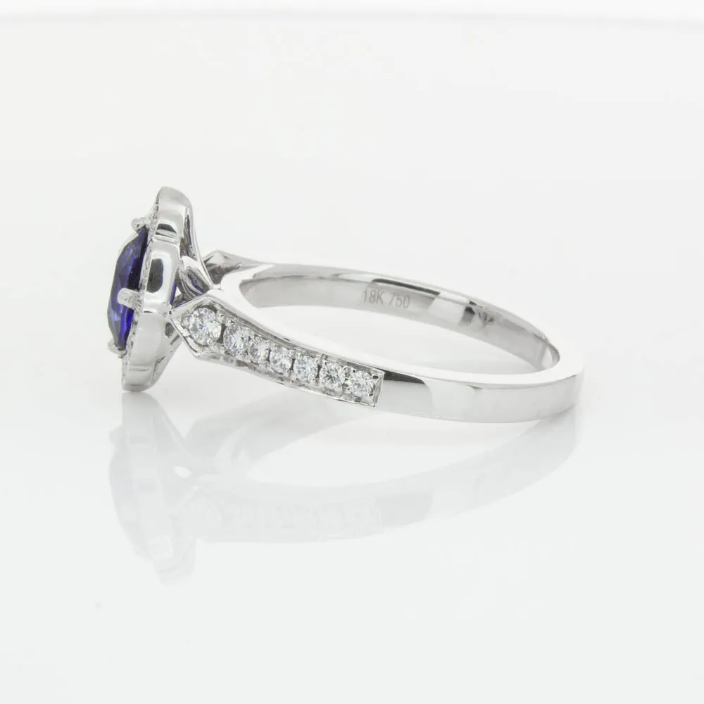 18ct White Gold .98ct Sapphire & Diamond Ring