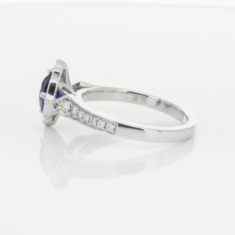 18ct White Gold .98ct Sapphire & Diamond Ring