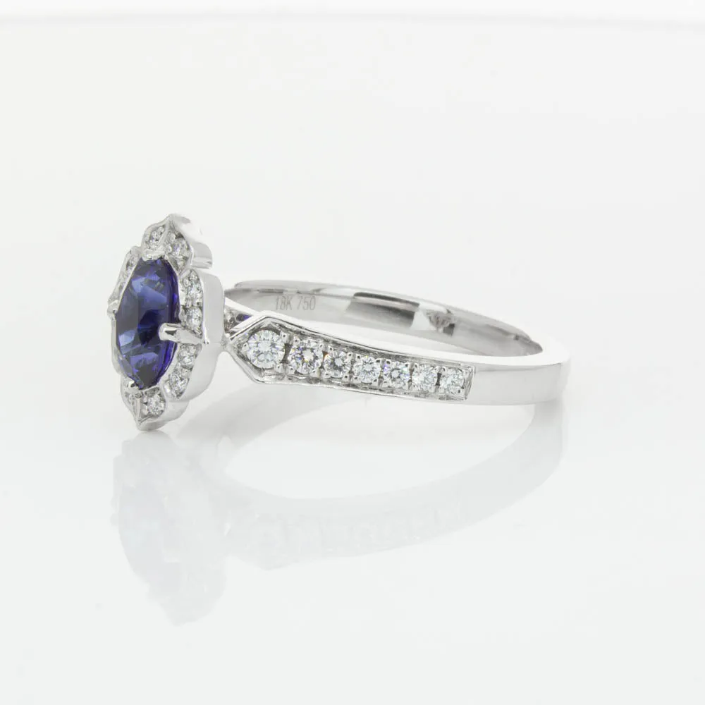 18ct White Gold .98ct Sapphire & Diamond Ring