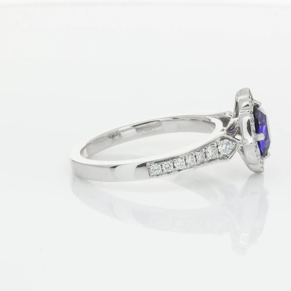 18ct White Gold .98ct Sapphire & Diamond Ring