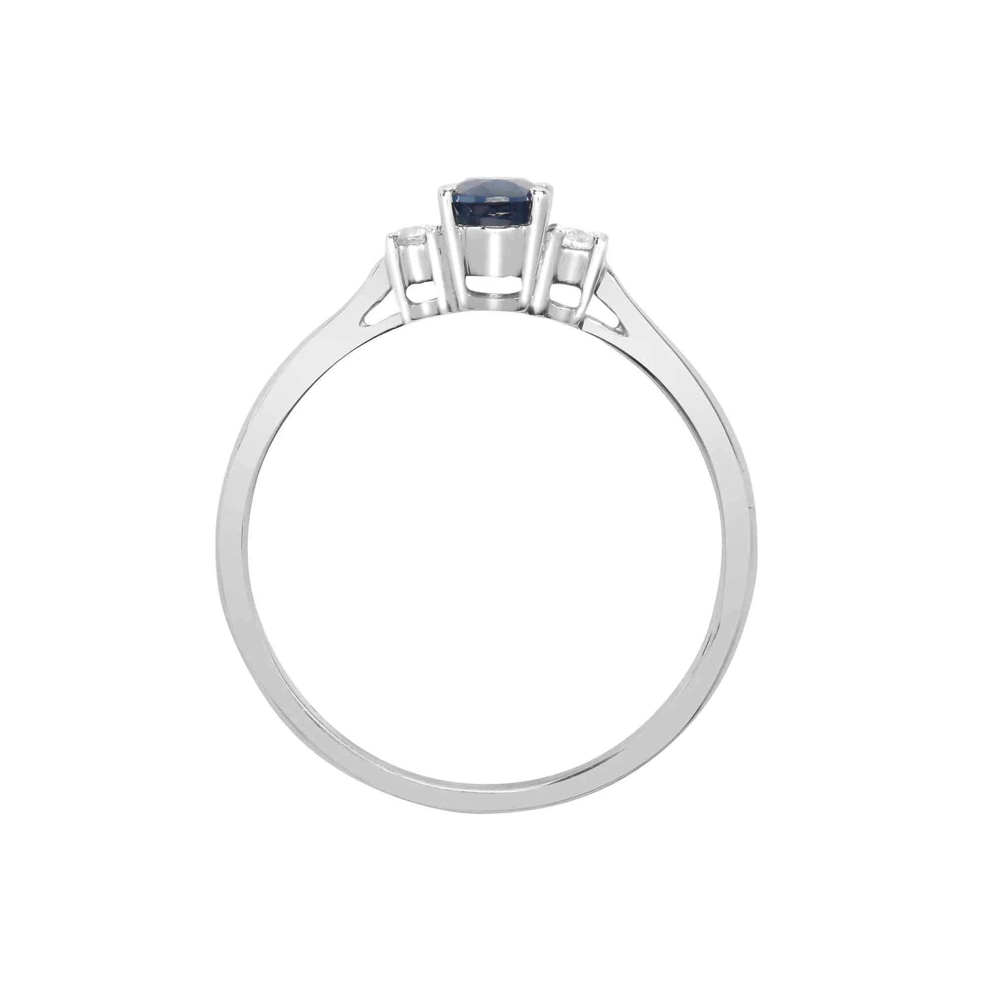 18ct White Gold Diamond And Sapphire 3 Stone Ring