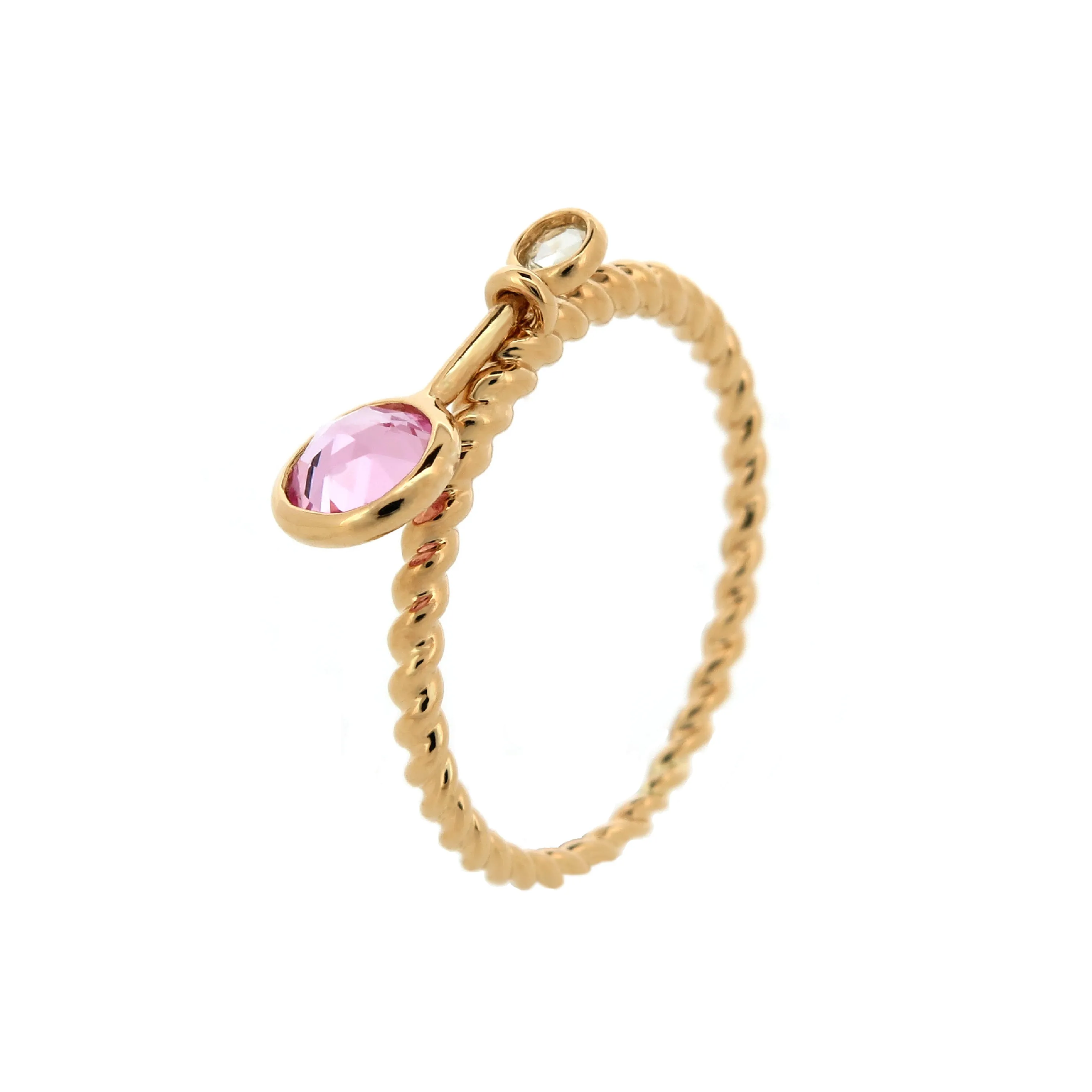 18K Yellow Gold Diamond & Pink Sapphire Ring | 18K 黃金鉆石及粉红宝石戒指