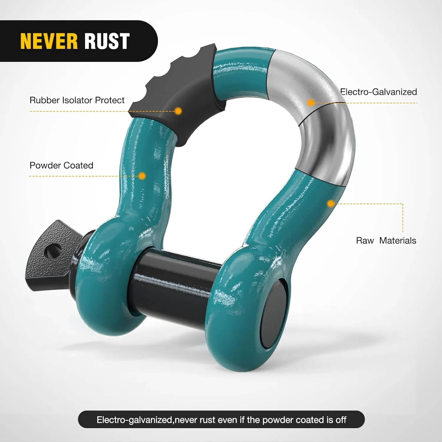 3/4 inch D-Ring Shackle Teal (Pair)