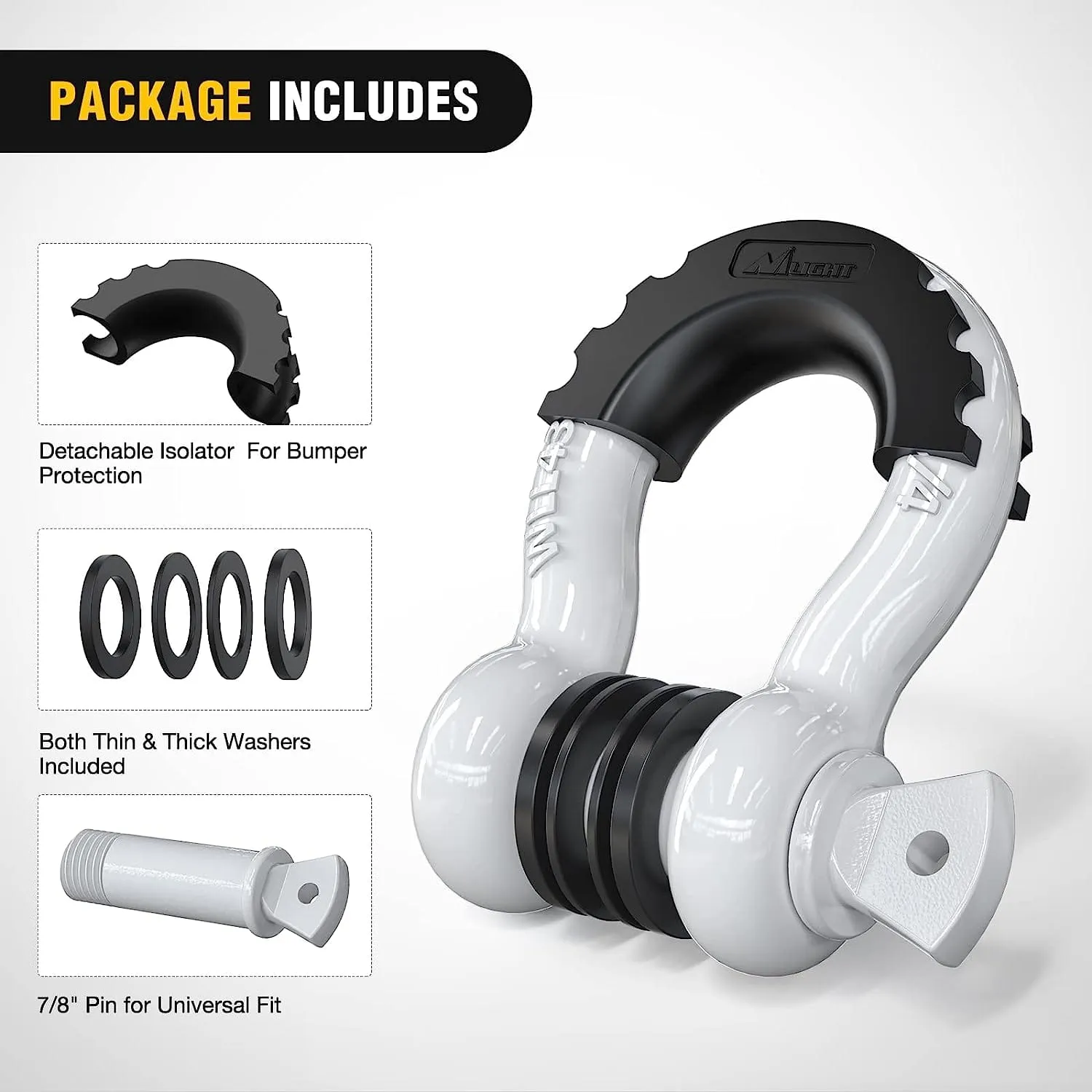 3/4 inch D-Ring Shackle White (Pair)