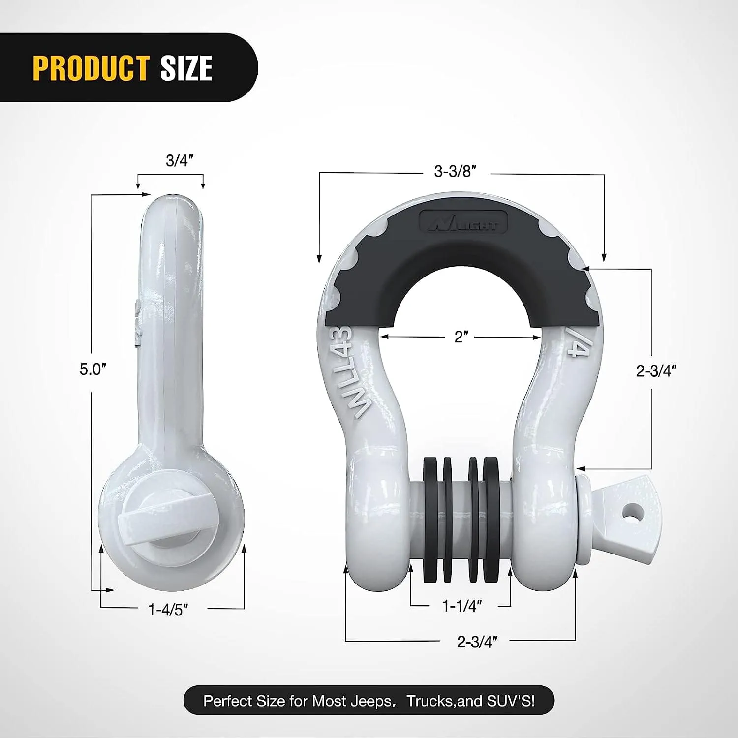 3/4 inch D-Ring Shackle White (Pair)