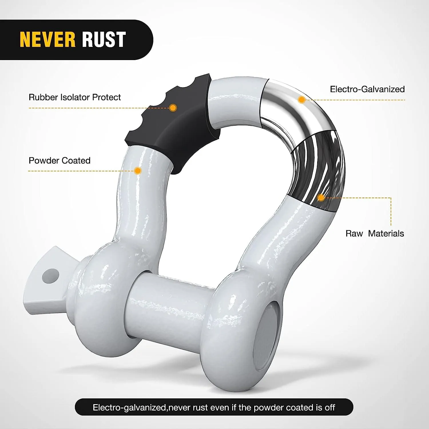 3/4 inch D-Ring Shackle White (Pair)