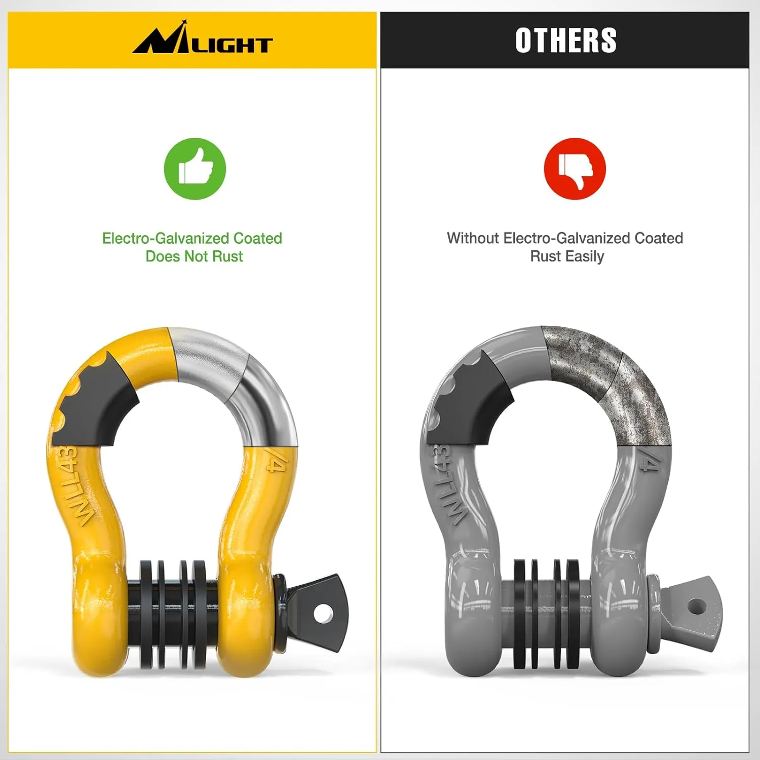 3/4 inch D-Ring Shackle Yellow (Pair)