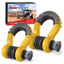 3/4 inch D-Ring Shackle Yellow (Pair)