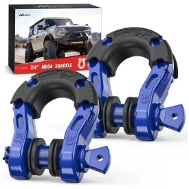 3/4 inch Mega D-Ring Shackle With 7/8 inch Screw Pin 68000LBS Blue (Pair)