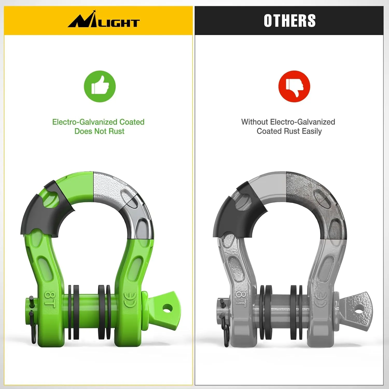 3/4 inch Mega D-Ring Shackle With 7/8 inch Screw Pin 68000LBS Green (Pair)