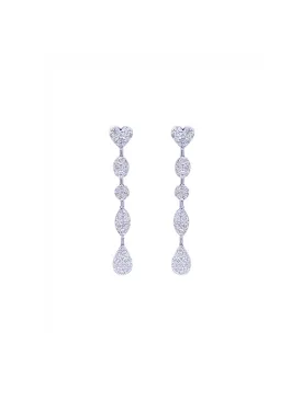 5.36ct Diamond 18K Gold Multi Shaped Dangle Drop Earrings