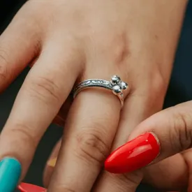 Adjustable Dainty Silver Three Ball Stacking Tribal Slim Ring