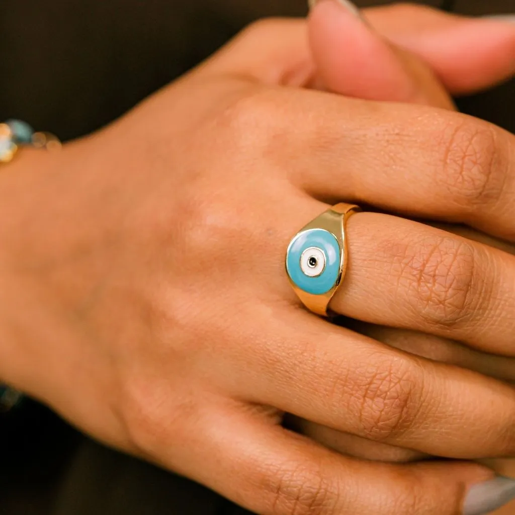 Adjustable Devil Evil Eye Turkish Boho Protection Nazaria Ring