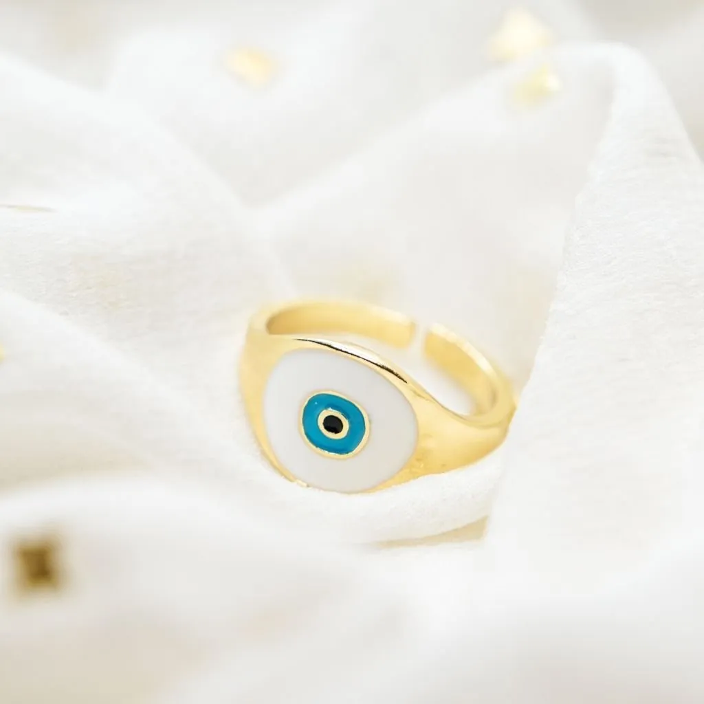 Adjustable Devil Evil Eye Turkish Boho Protection Nazaria Ring