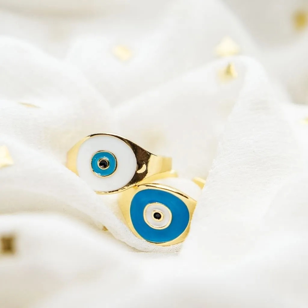 Adjustable Devil Evil Eye Turkish Boho Protection Nazaria Ring