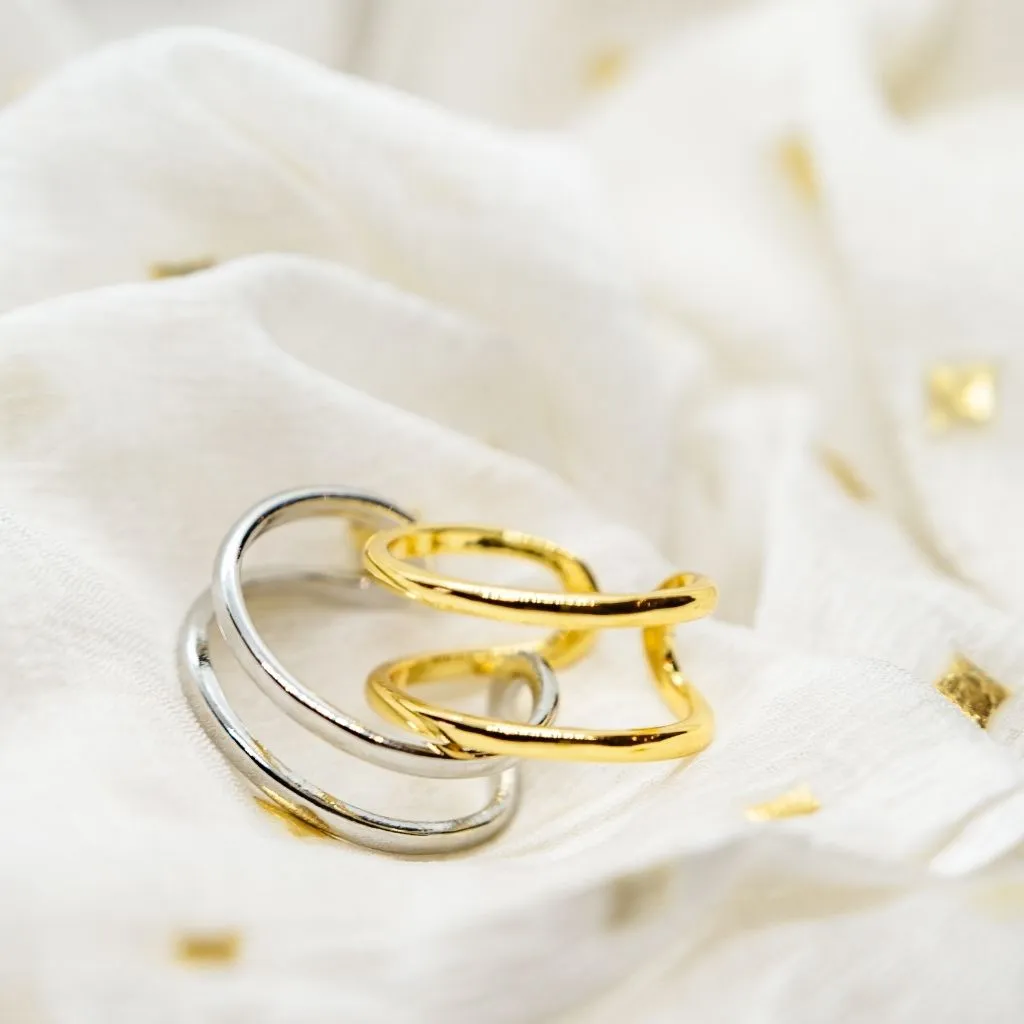 Adjustable Double Layer Stacking Band Ring