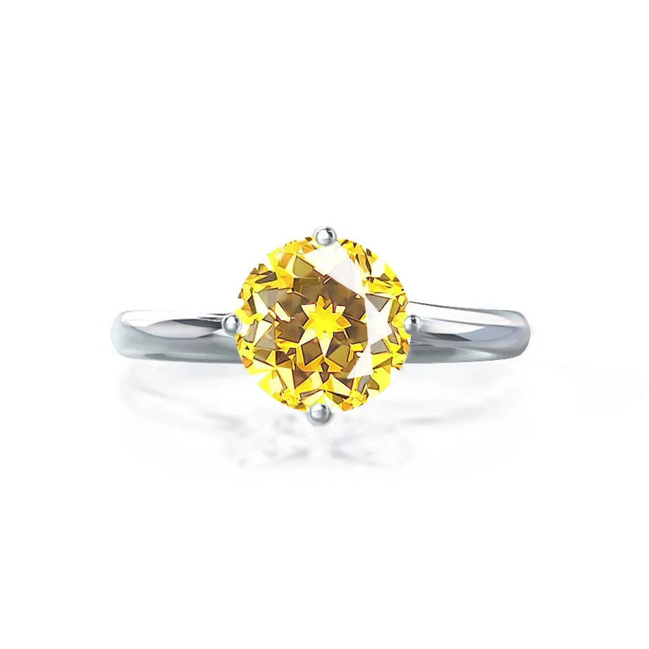 ANNORA - Chatham® Yellow Sapphire Platinum 950 Twist Solitaire Ring