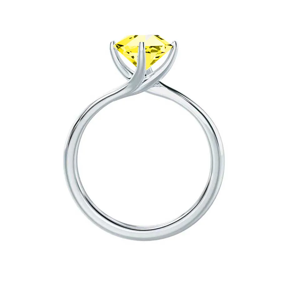 ANNORA - Chatham® Yellow Sapphire Platinum 950 Twist Solitaire Ring