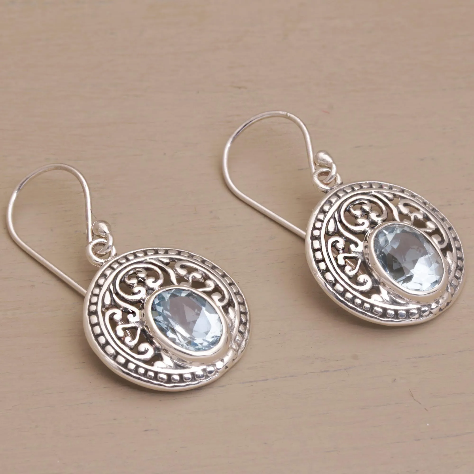 Aqua Pura Three Carat Blue Topaz and Sterling Silver Earrings