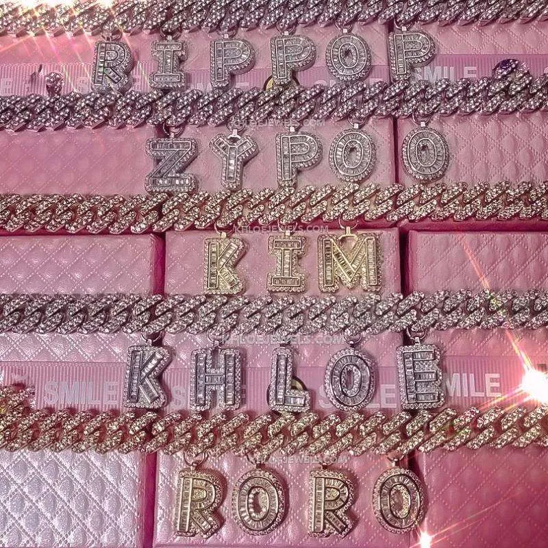 Azzam CZ Baguette Letters Cuban Chain