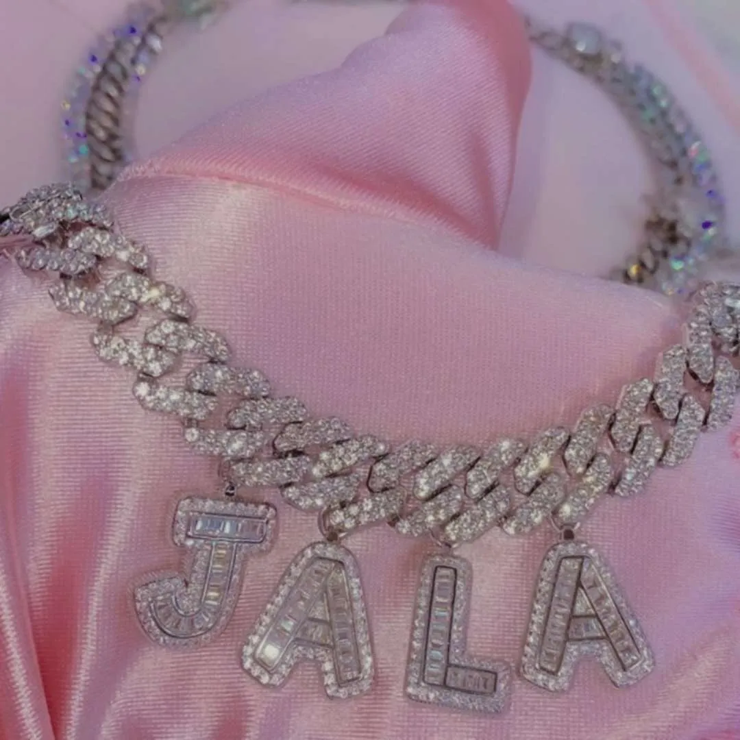 Azzam CZ Baguette Letters Cuban Chain
