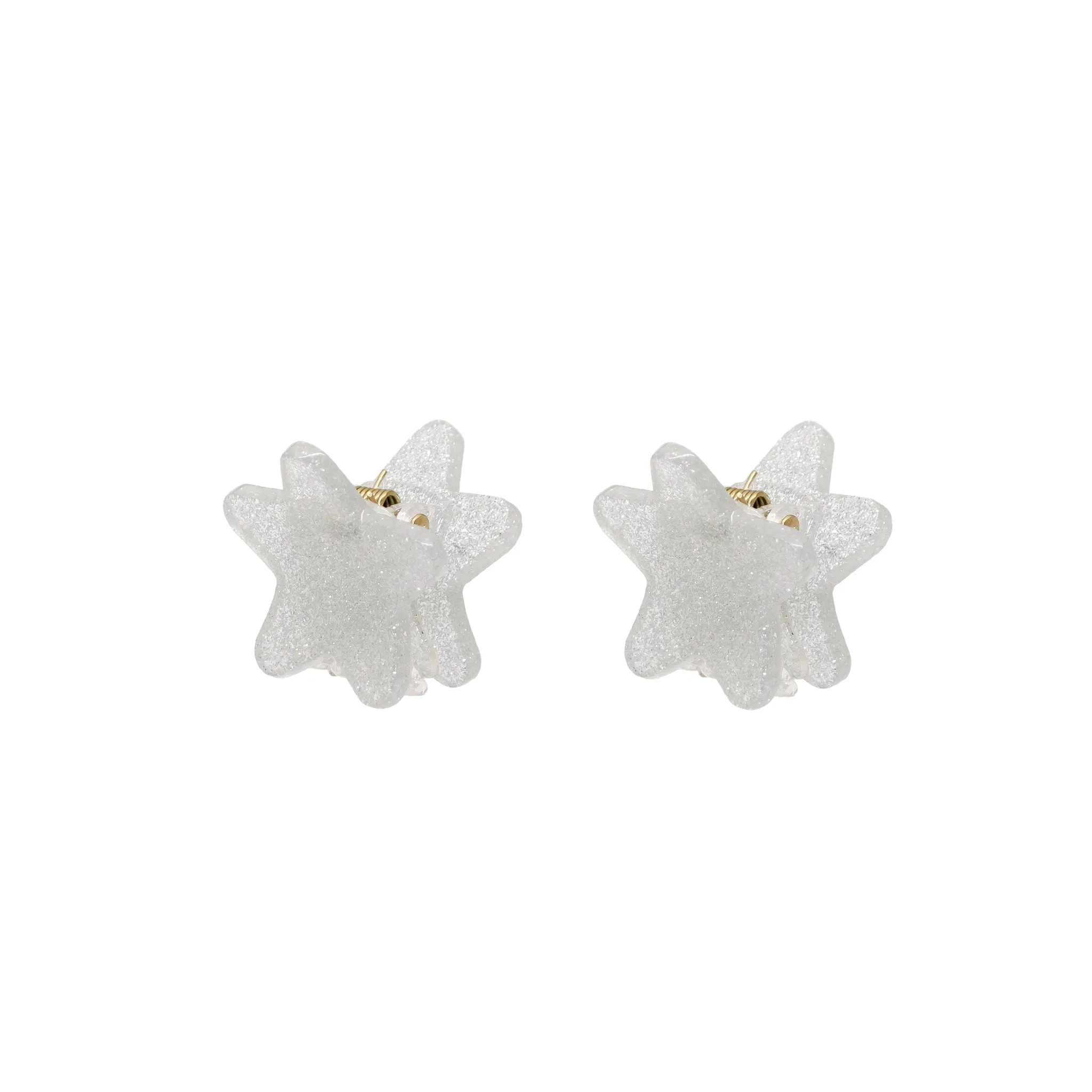 Baby Star Clip Set in Silver Tinsel