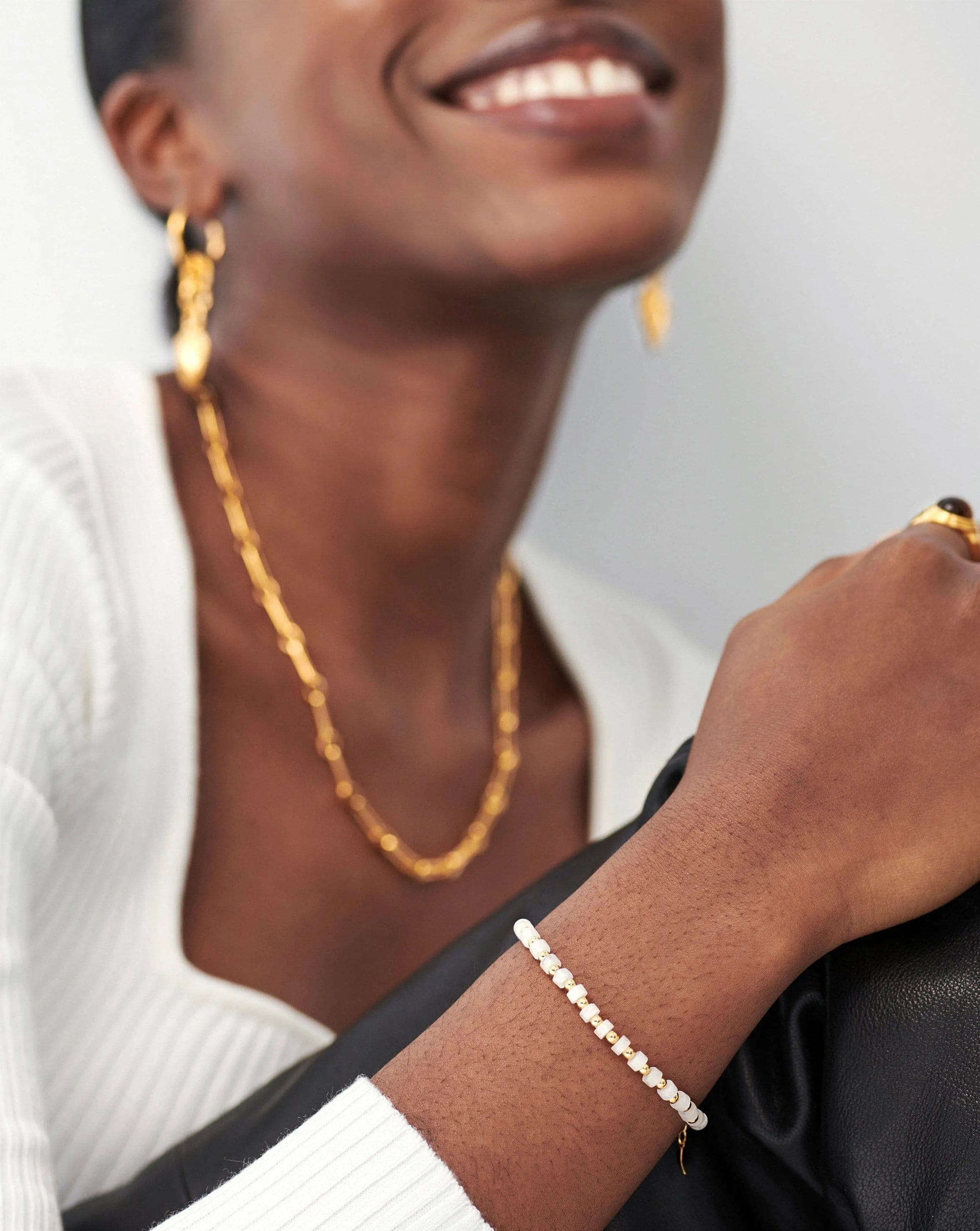 Beaded Bracelet | 18ct Gold Plated/White