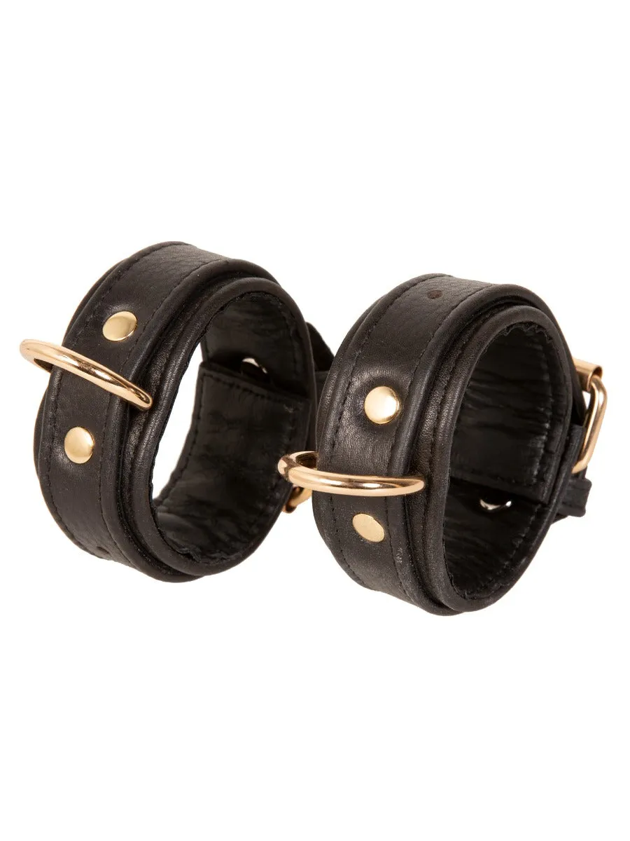 Black Leather Cuffs With D Ring 