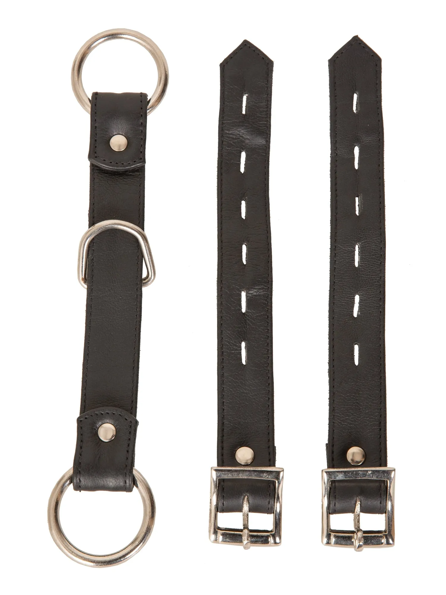 Black Lockable Leather Bondage Wrist Cuffs