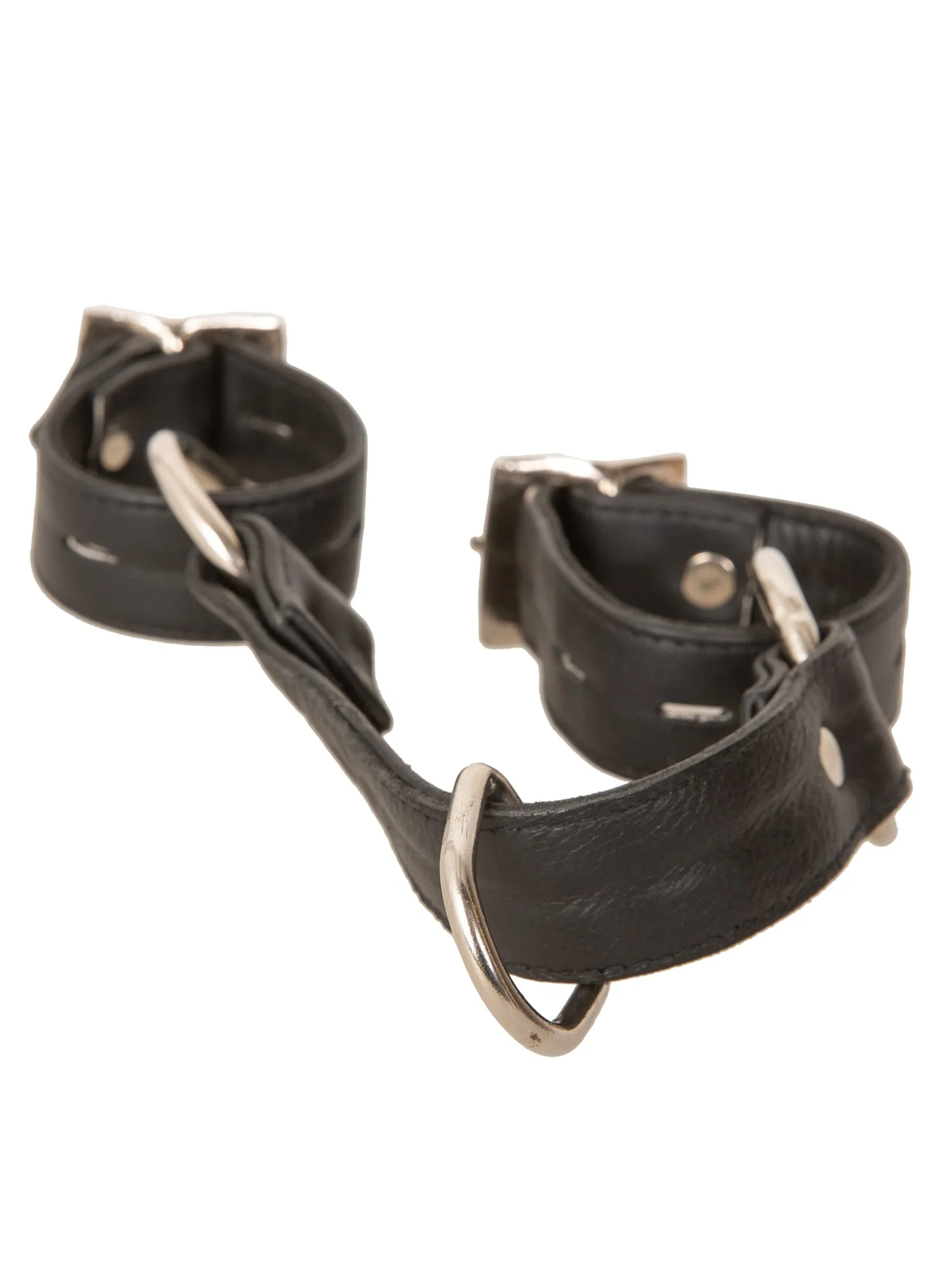 Black Lockable Leather Bondage Wrist Cuffs