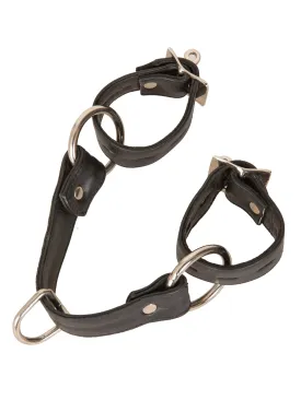 Black Lockable Leather Bondage Wrist Cuffs